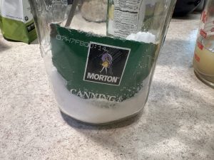 Canning salt in glass jar